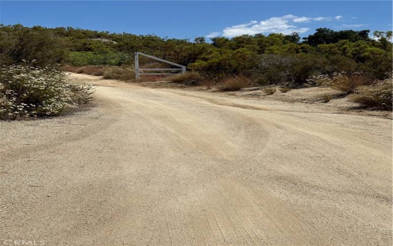 Road after main gate leading into 39838 Reed Valley Road.