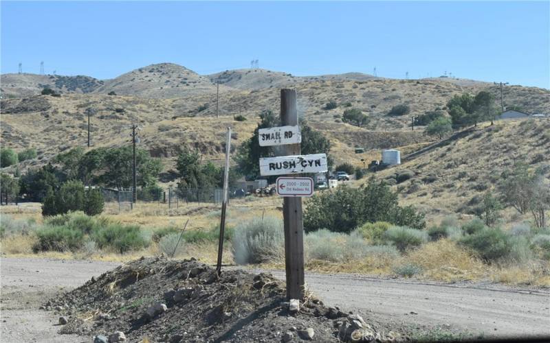 Turn left and behind corner house on Rush Canyon