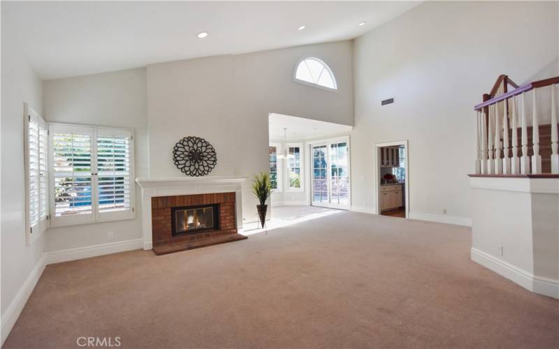 High ceilings in this bright living room