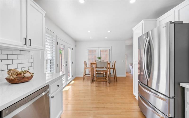 Kitchen looking into dining area