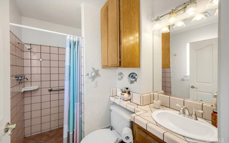 Home #2 - Primary bathroom with walk in shower and grab bars