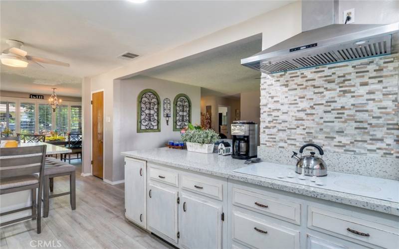 Counter Space that Kitchen Opens to the Family Area