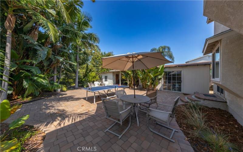 Pavers on large outdoor patio in upper backyard.