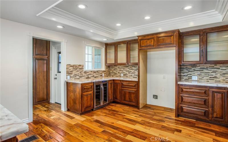 Custom kitchen with tons of storage.