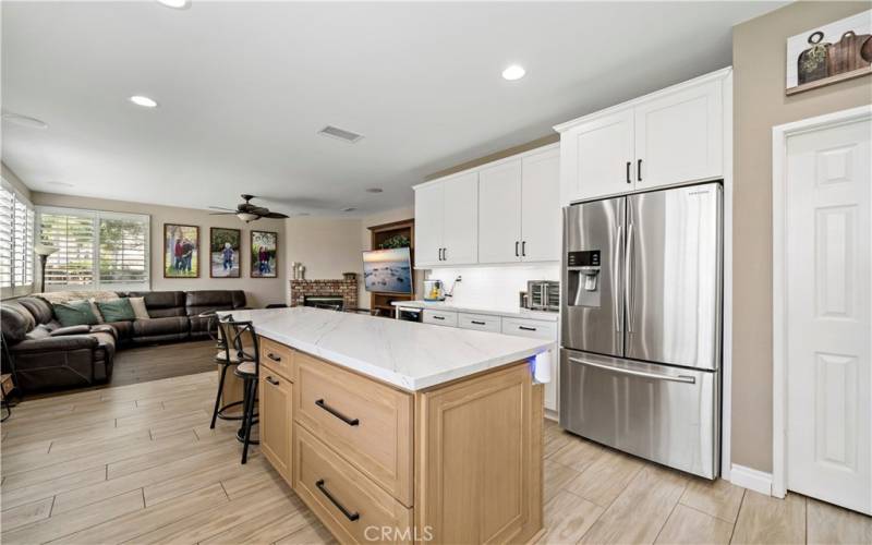 Kitchen opens to family room.