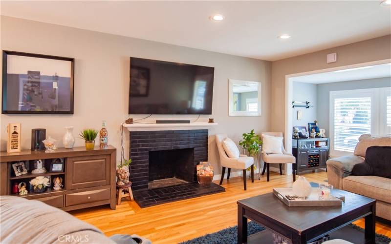 Living Room with Fireplace and wall mounted TV