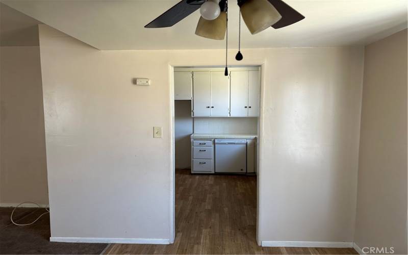 view of kitchen from dining area