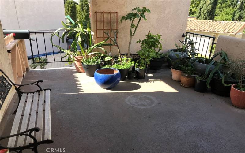 Front home patio with view on the complex