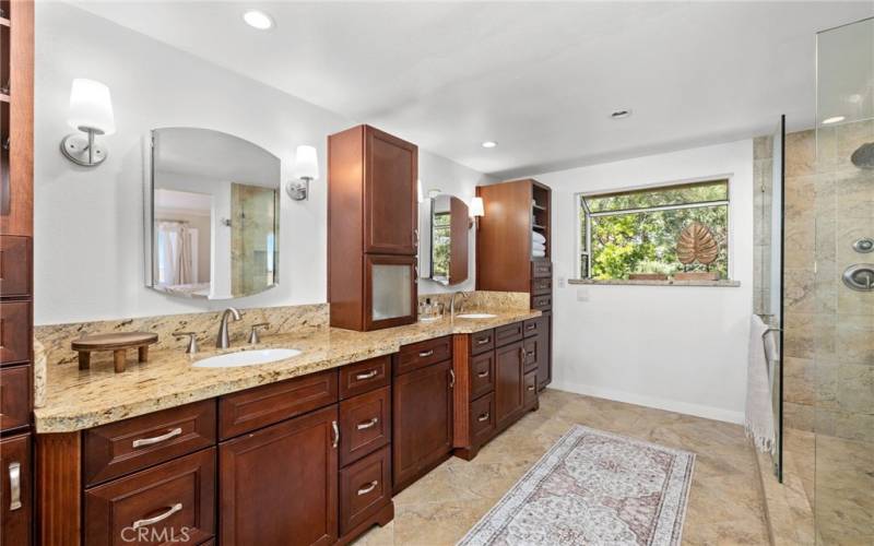 The master suite's spa-like bath with an oversized shower.