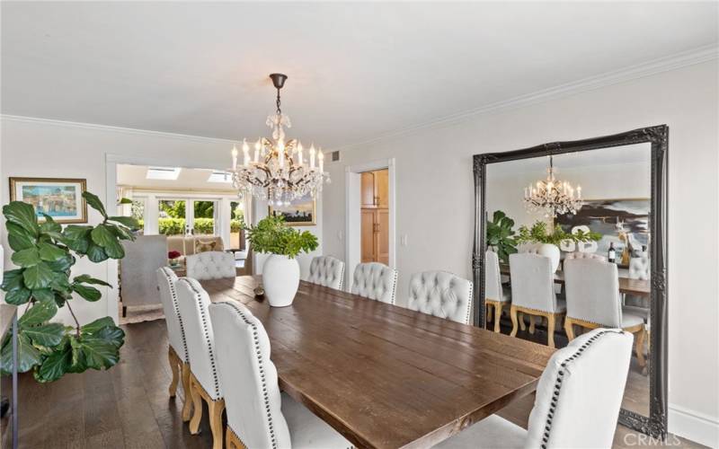 The formal dining room is spacious and can seat large dinner parties.