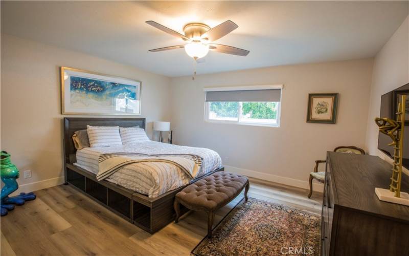 One of the three bedrooms all with ceiling fans.