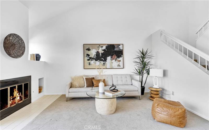 Vaulted ceilings in the living room create a bright & airy atmosphere.