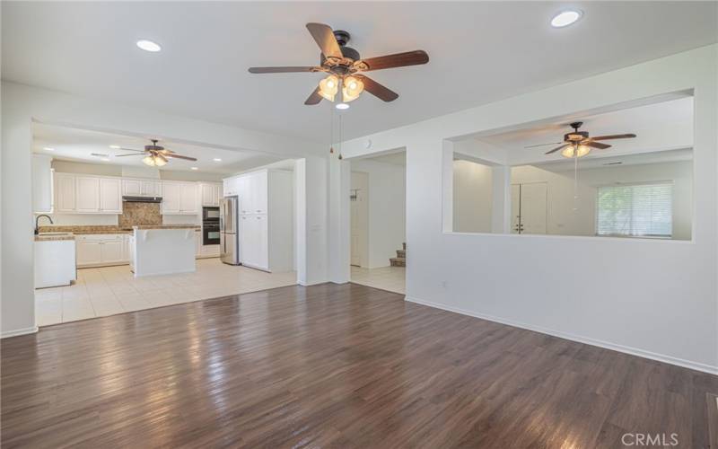 Family room and kitchen area