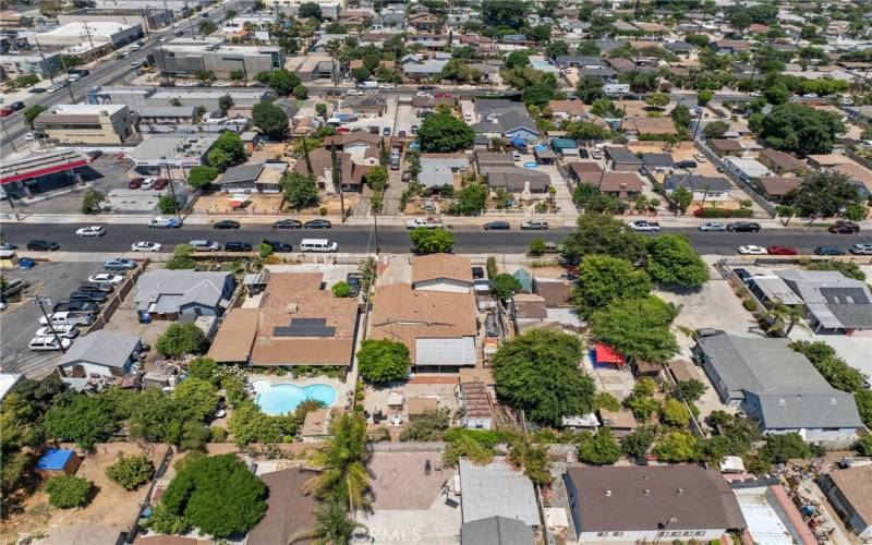 Aerial view of the house.