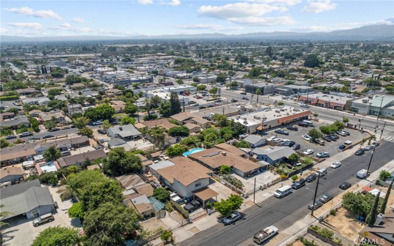 Aerial view of the house.