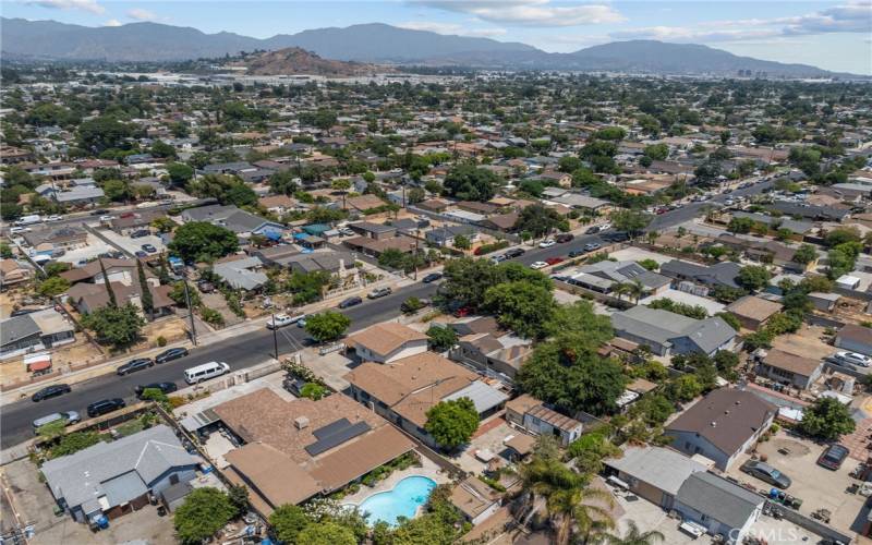 Aerial view of the house