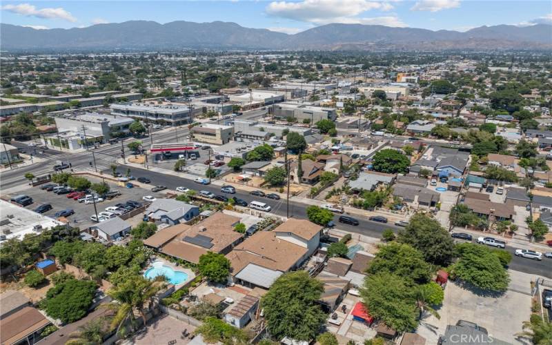 Aerial view of the house.