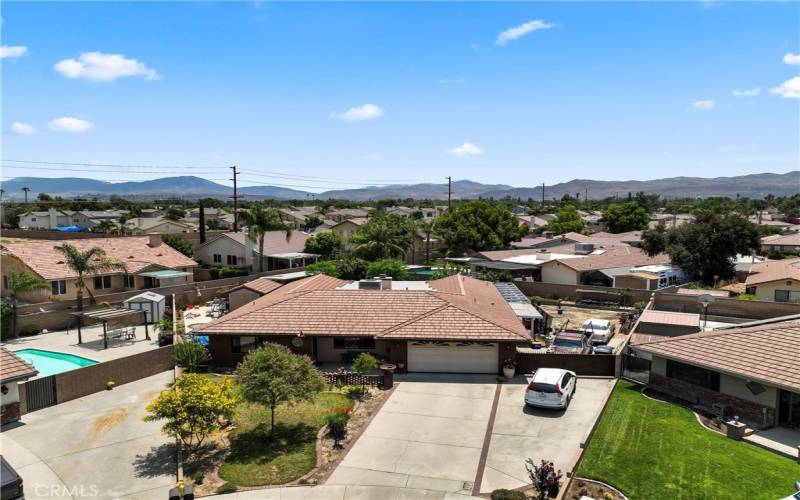 Font of House Aerial View, Large Drive Way, RV Parking