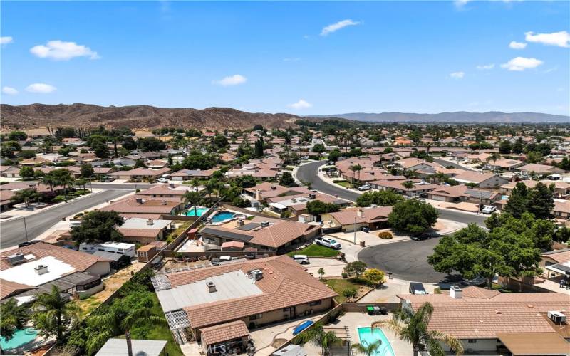 Aerial of Quiet Cul De Sac Neighborhood