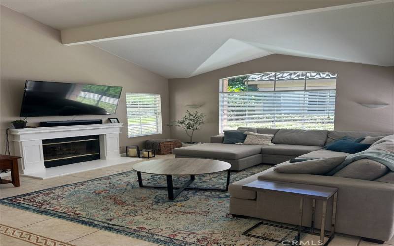 Family room with cozy fireplace