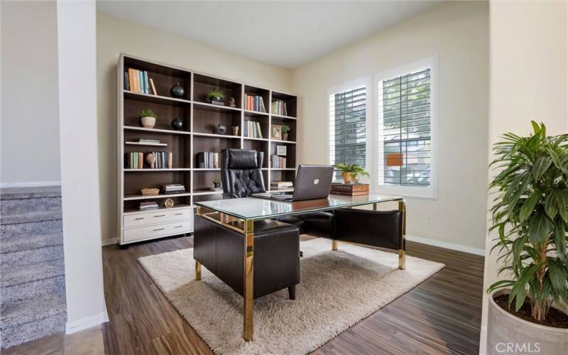 living room library office staged