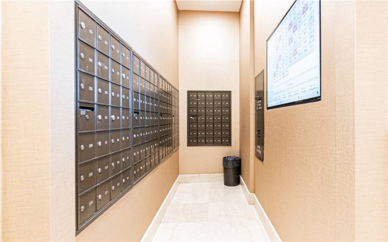 Mailbox area with digital screen