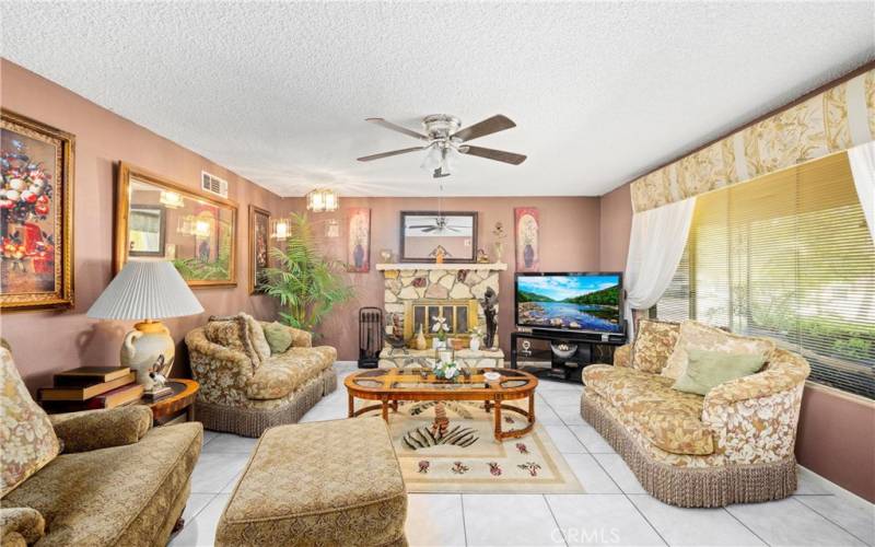 Family room with fireplace