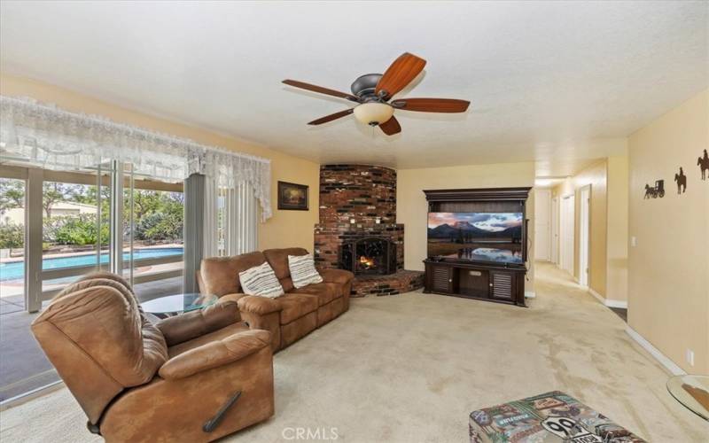 Secondary family room overlooking the pool