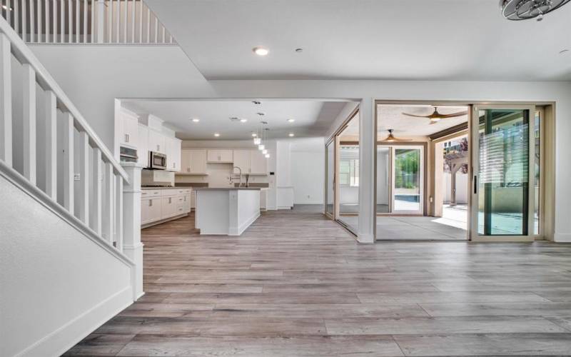 View of Kitchen and patio from living room