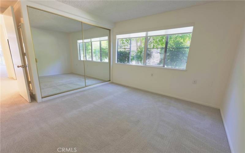 Mirrored closet doors with plenty of storage