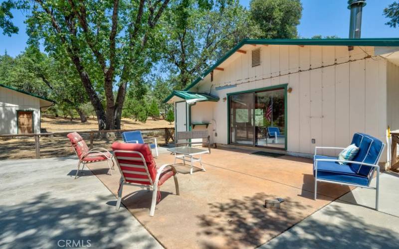 Cement patio with access to living room