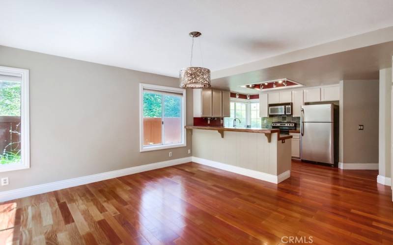 Kitchen and dining or family room view