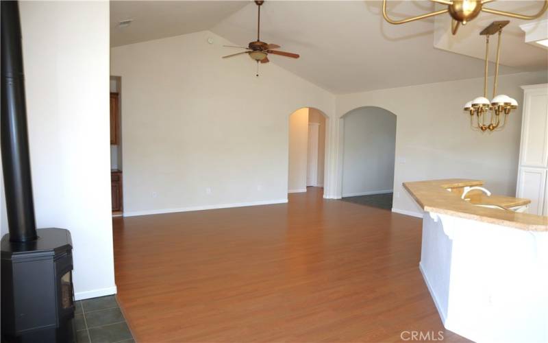 Gas stove in dining room