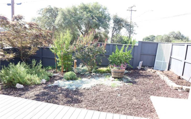 Front yard landscaped with sprinklers and fully fenced