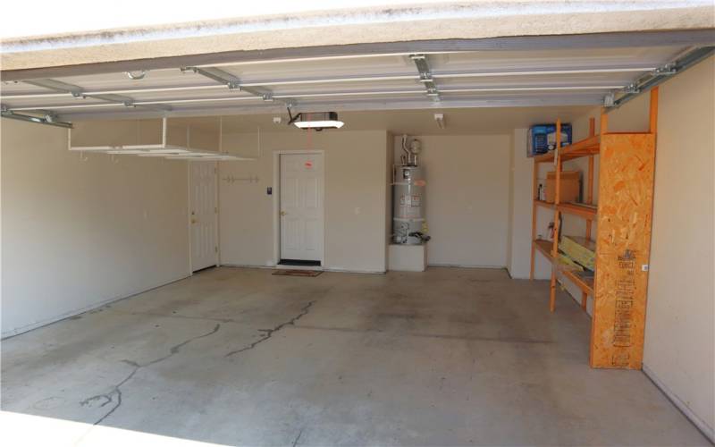 Sheetrocked garage with built in storage