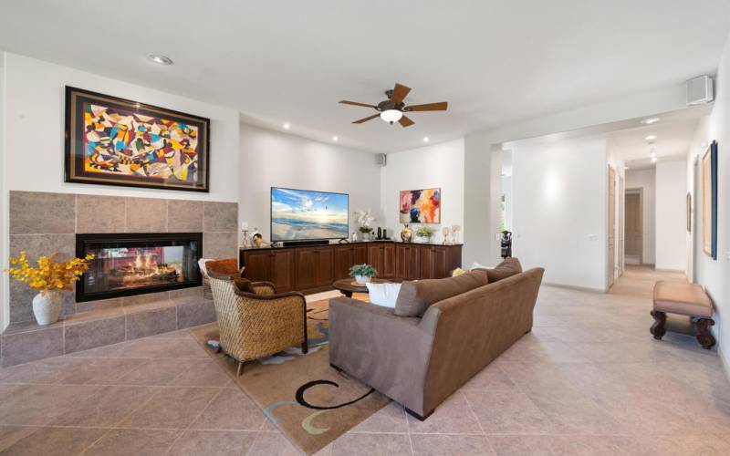 Built-In Cabinetry & Tiled Fireplace