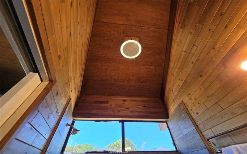 High ceiling in bathroom