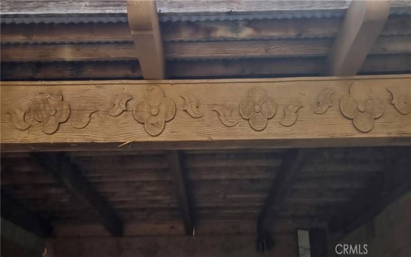 Wood beam in carport