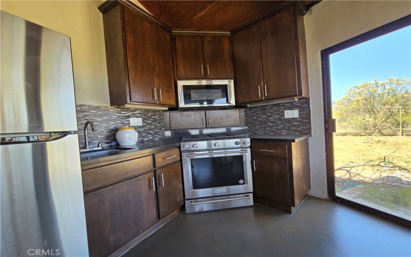 kitchenette, large sliding door to back yard