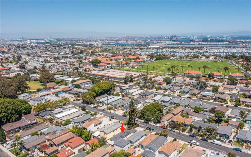 Overhead view of neighborhood