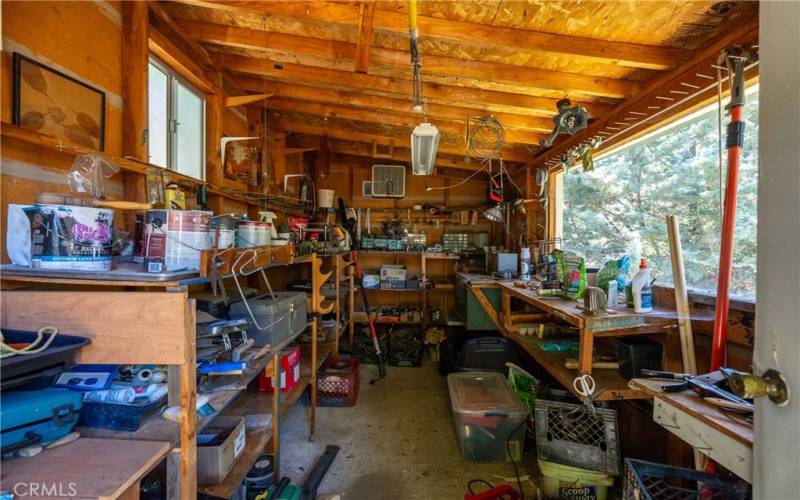 Workshop allows for plenty of room for tools and garden equipment