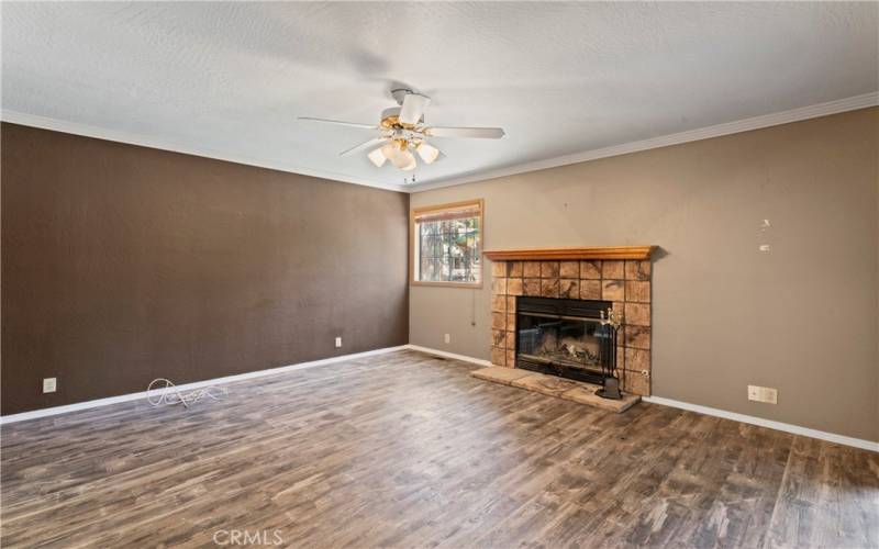 Primary  Ensuite Bedroom with walk-in closet, fireplace, deck and access to lowest level