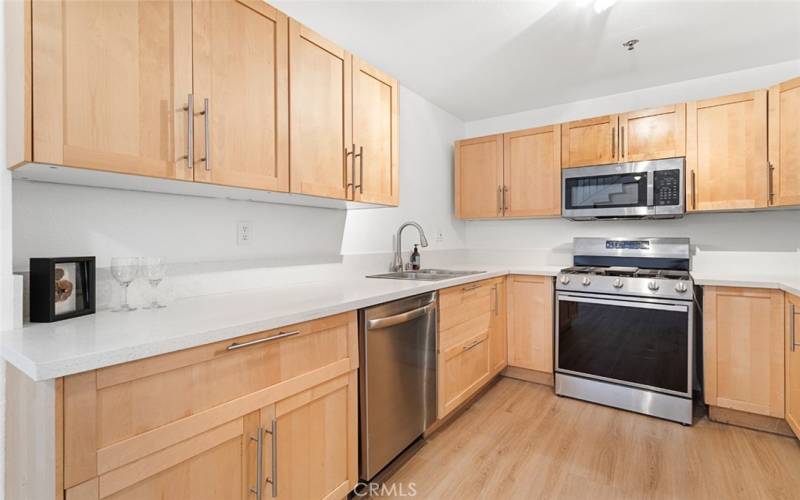 Brand new stainless appliances in kitchen