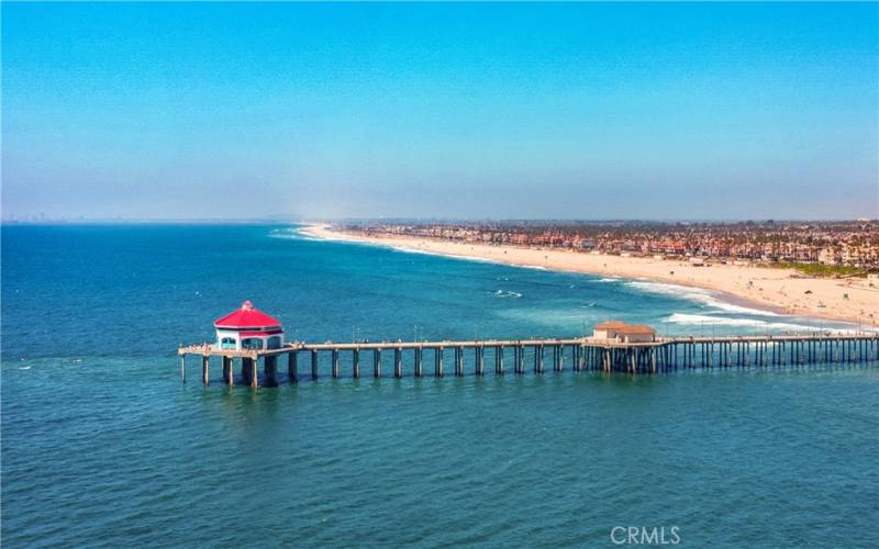 Beautiful arial view of our world-famous Huntington Beach Pier.