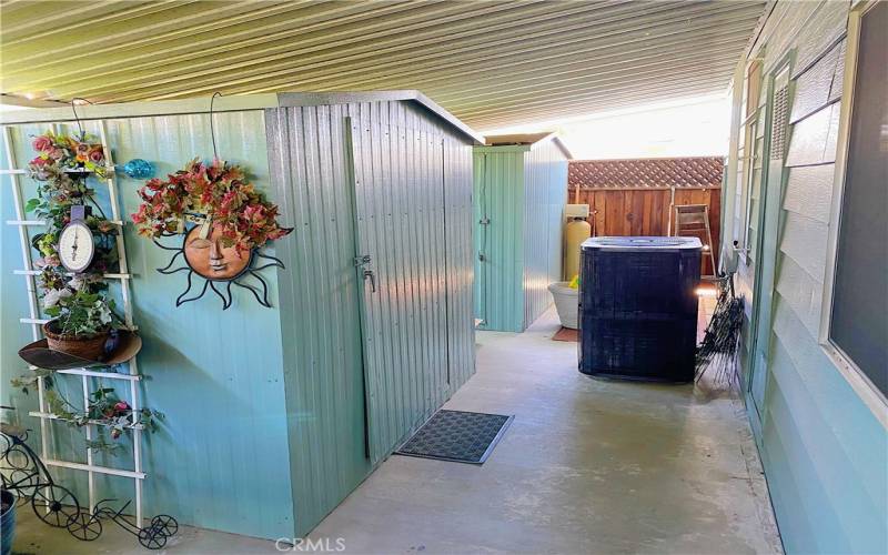 Storage sheds in carport