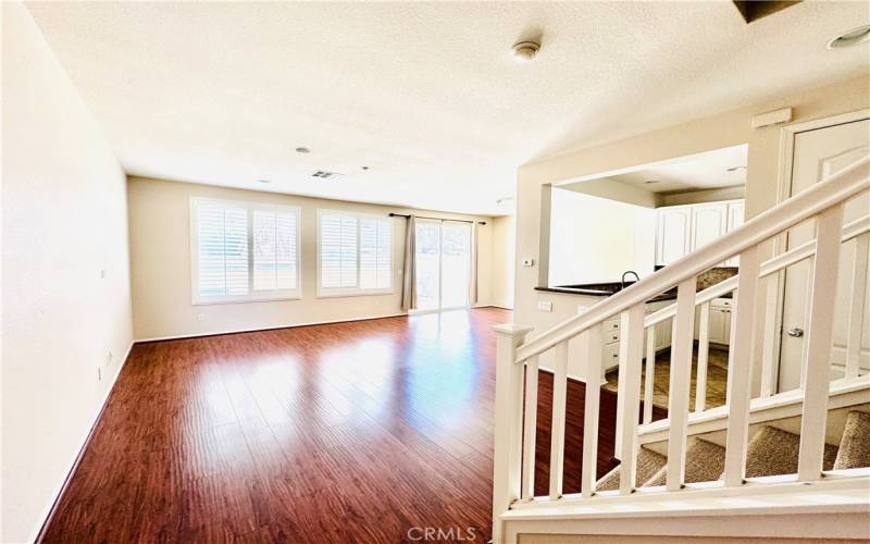 Open space family room with dining area