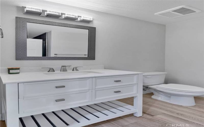 Guest bathroom is sleek and clean!