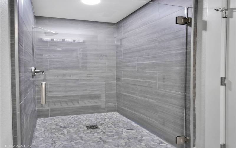 Gorgeous walk-in shower in guest bathroom!