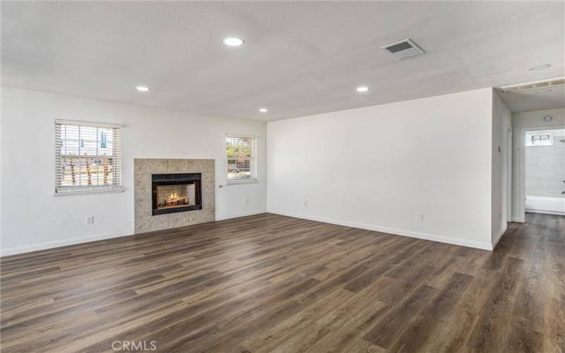 Fireplace in living area