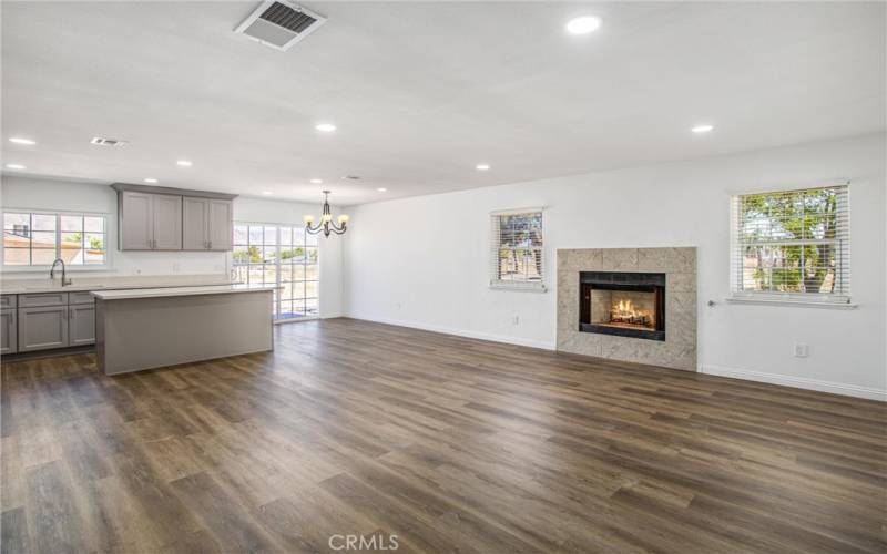 Large open living area floor plan